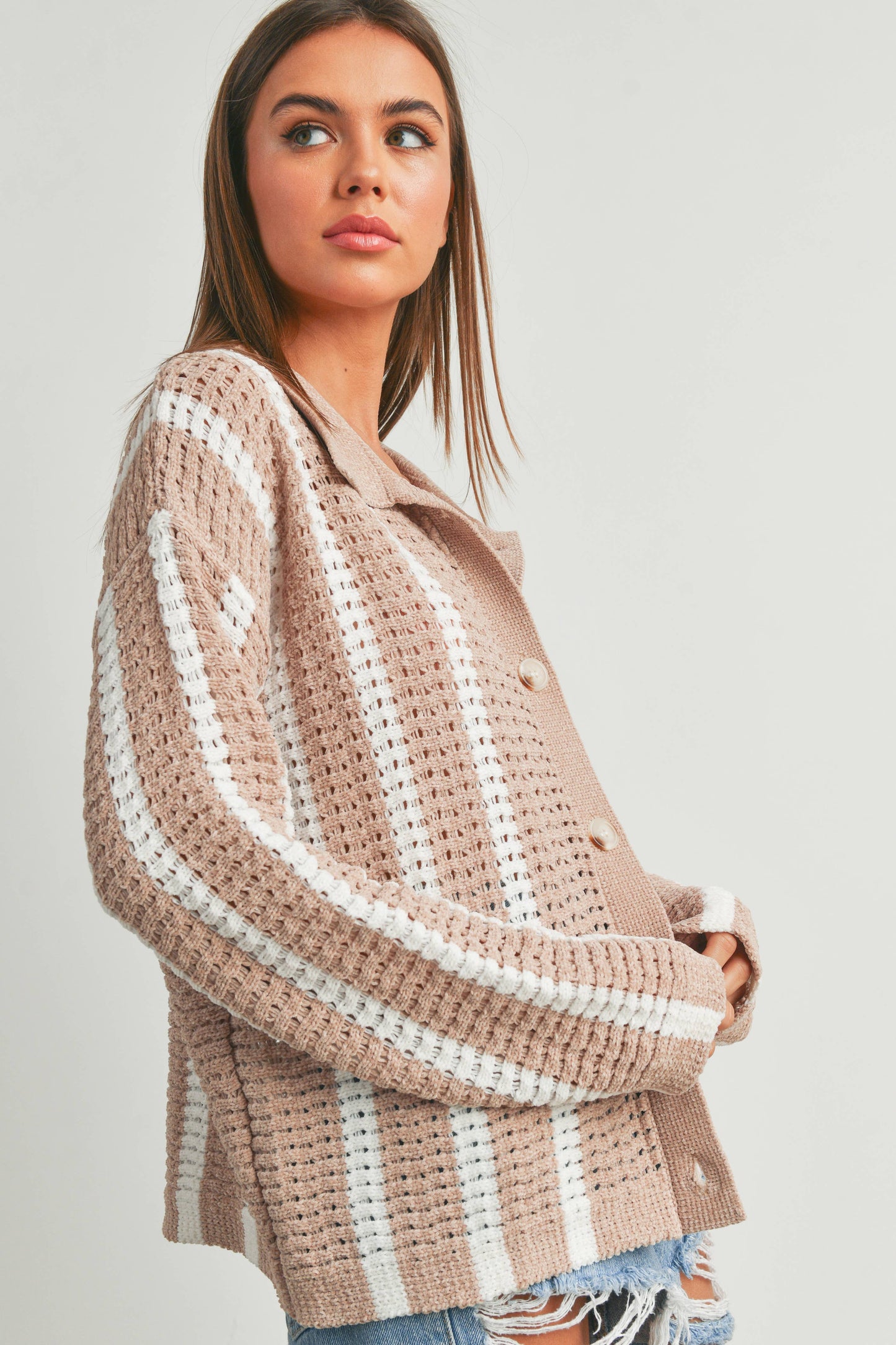 OVERSIZED CHENILLE SWEATER CARDIGAN - BMT2202