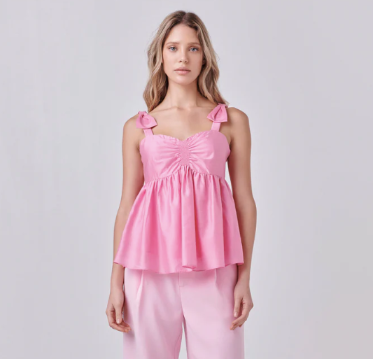 PINK BOW ACCENT TOP