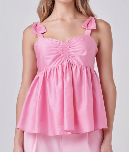 PINK BOW ACCENT TOP